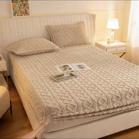 Husa de pat dublu, Cocolino 3 piese, Model Tricot, Bej, HCT05