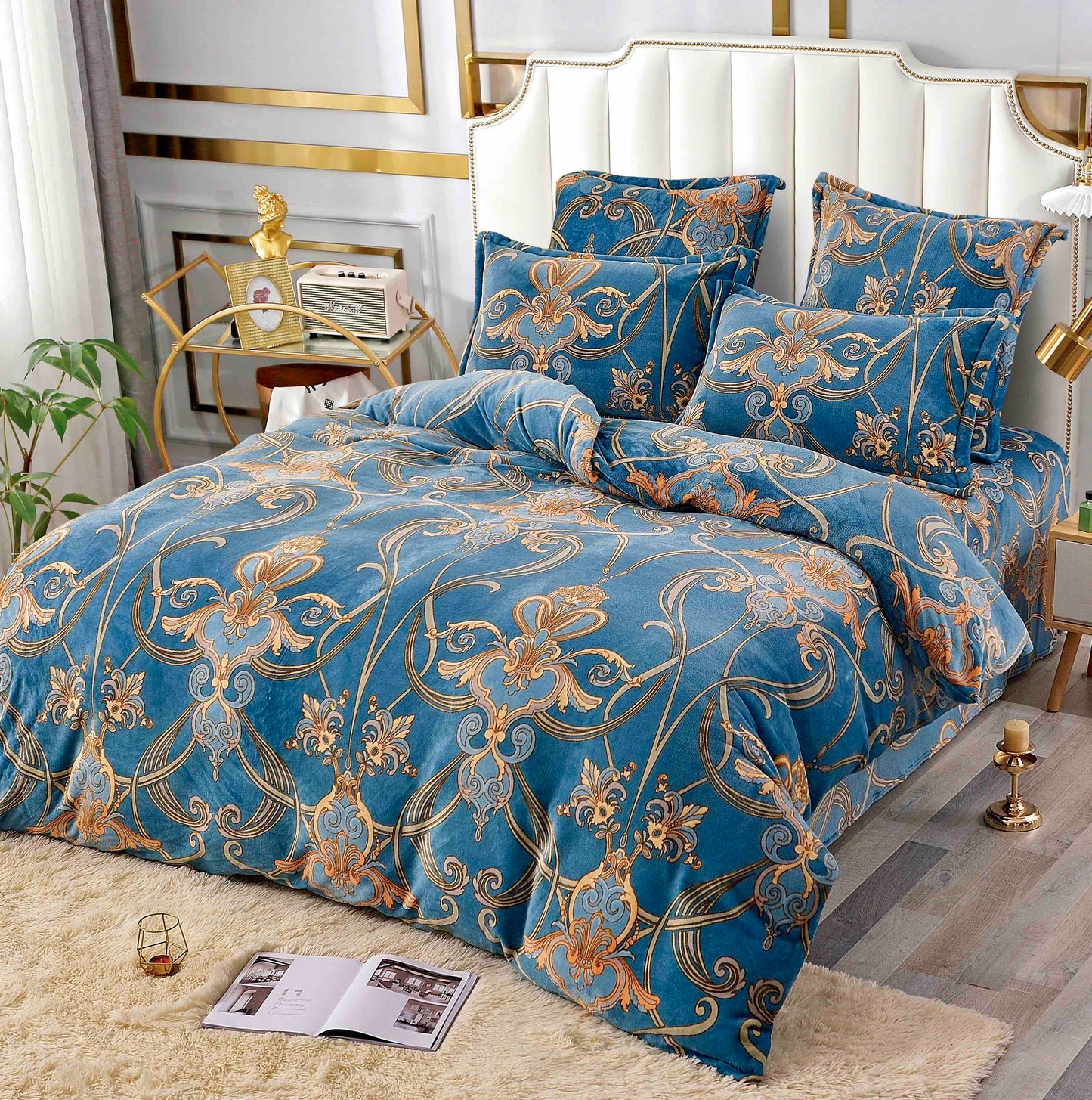 Lenjerie de pat dublu Cocolino, 6 piese, albastru regal, CXC-6