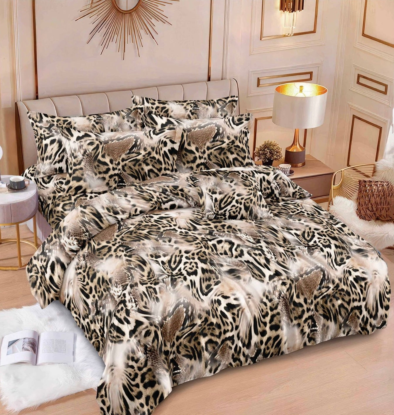 Lenjerie de pat dublu, Bumbac finet, Cearceaf cu elastic sau normal, 6 piese, Fluturi, LBF43