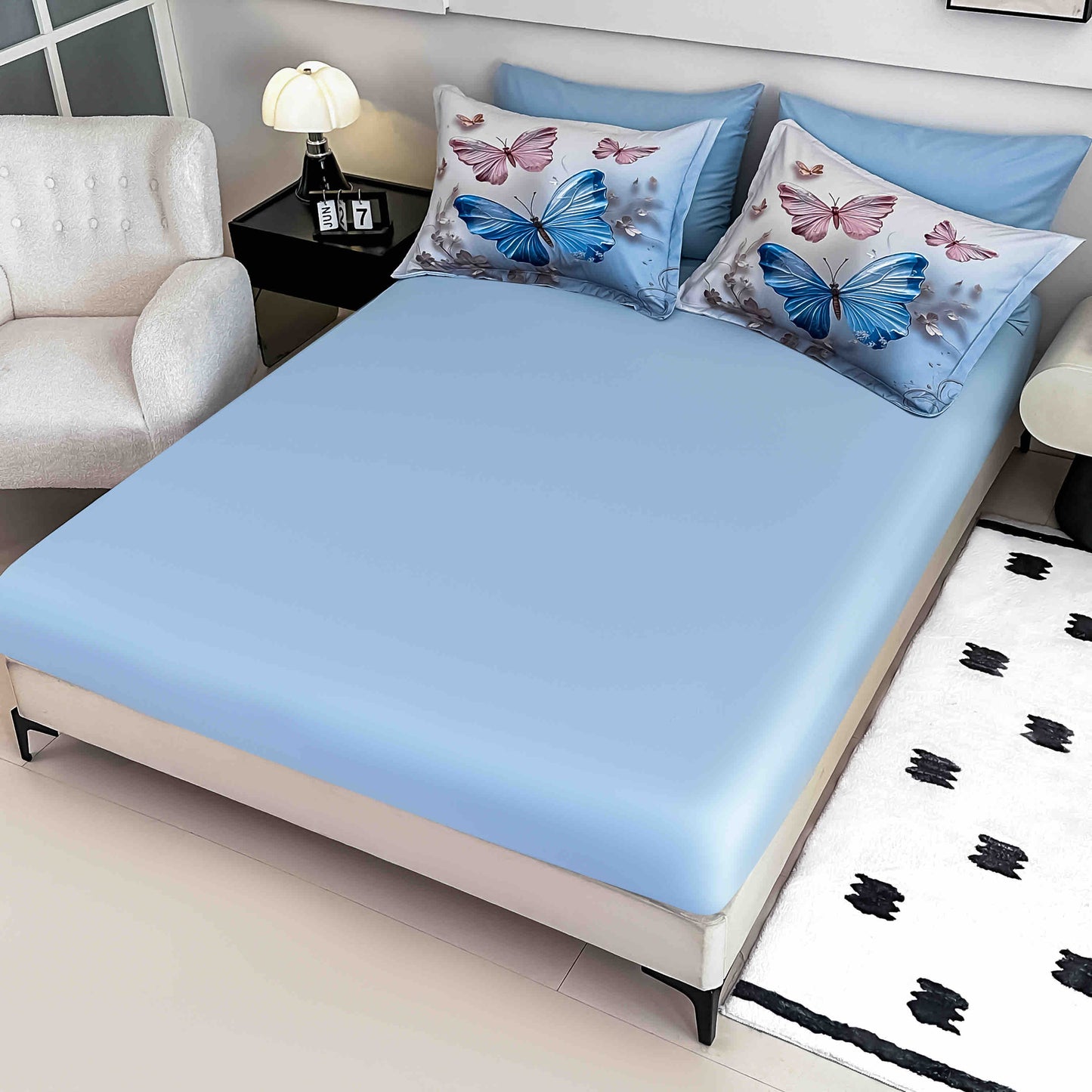 Lenjerie de pat dublu cu model 5D, set 6 piese, cearsaf cu elastic 180x200, Jojo-Home, LTC15