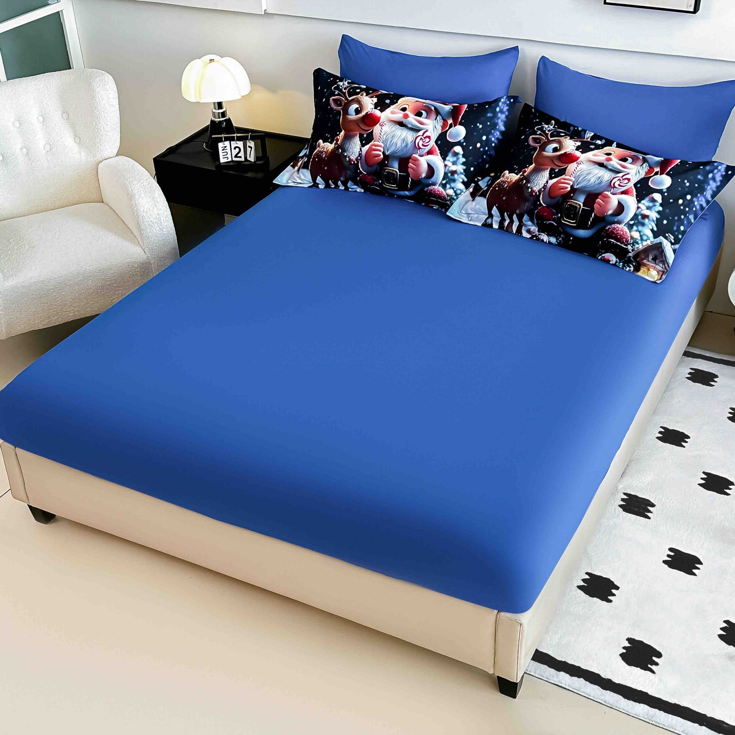 Lenjerie de pat dublu cu model 5D, set 6 piese, cearsaf cu elastic 180x200, Jojo-Home, LTC17