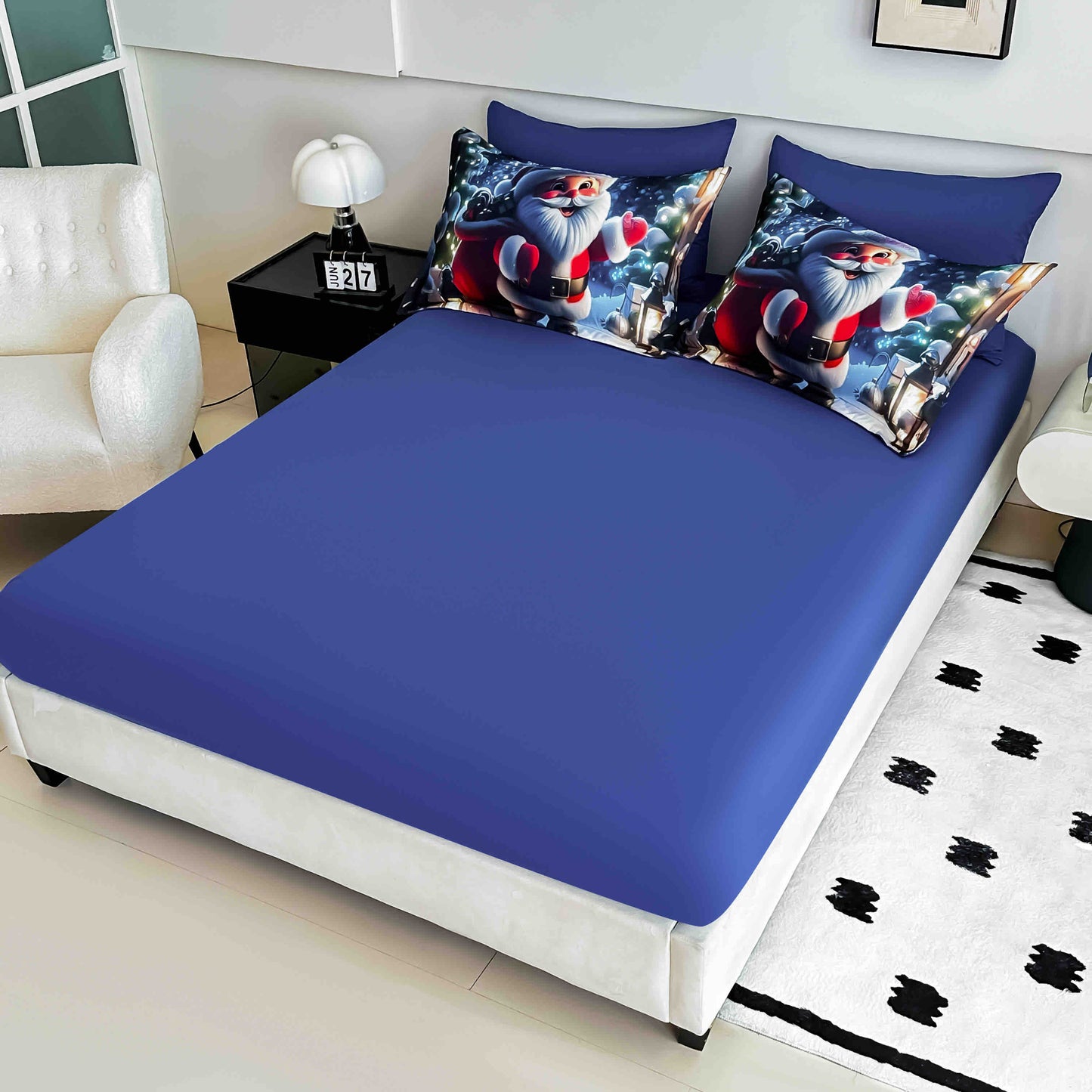 Lenjerie de pat dublu cu model 5D, set 6 piese, cearsaf cu elastic 180x200, Jojo-Home, LTC22