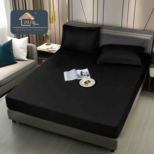 Husa cu elastic impermeabilă, pat dublu, 160x200, 180x200, 3 piese, Negru, HLM02