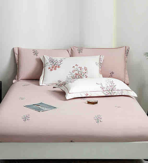Lenjerie de Pat Dublu, Model Lux, Cutie Cadou, 6 Piese, Cearceaf cu Elastic, Bumbac, LJH-20