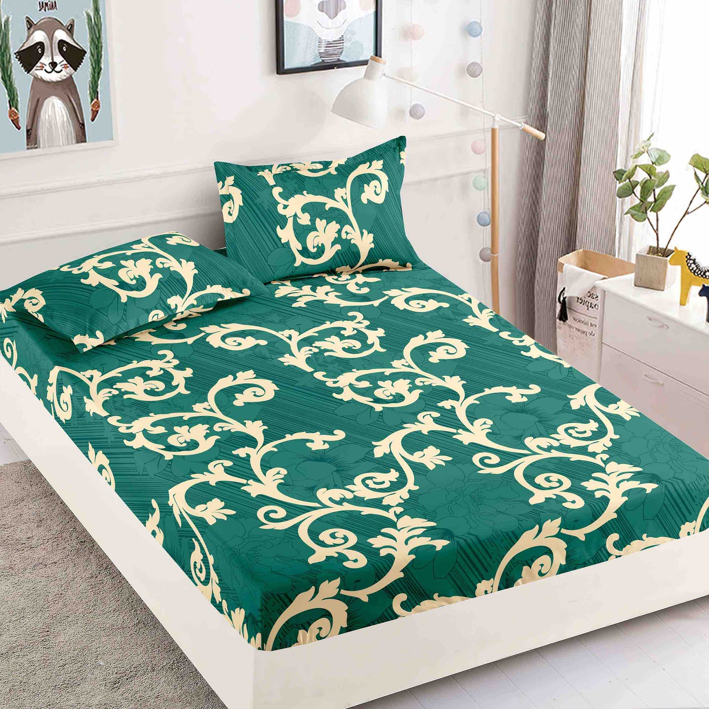 Husa de pat dublu, Bumbac Finet, 3 piese, HBF038
