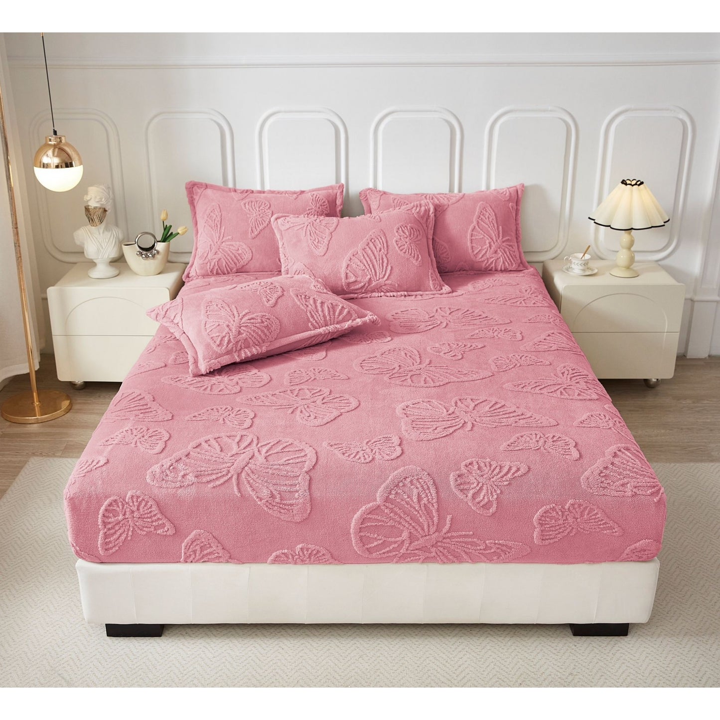 Husă de pat Cocolino + fețe de pernă, Fluturi 3D, ROZ, HF05