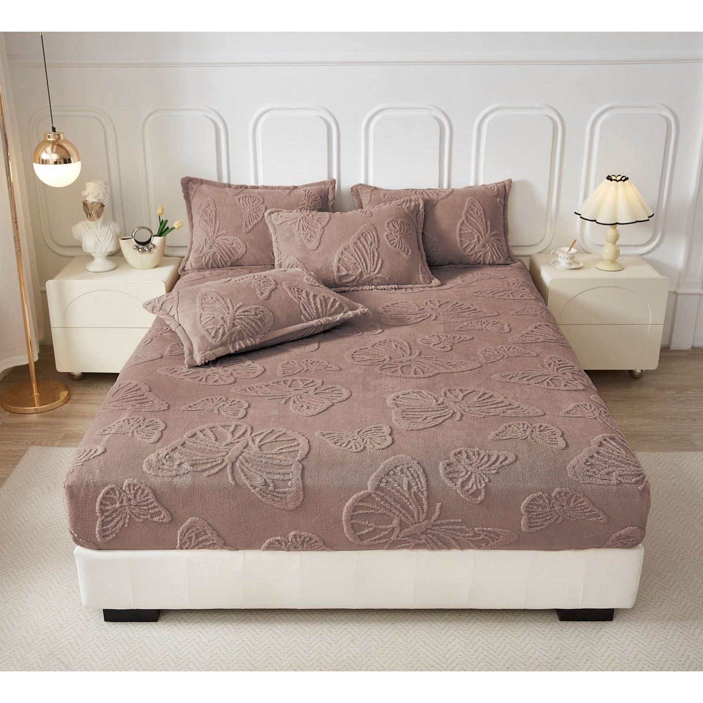 Husă de pat Cocolino + fețe de pernă , Fluturi 3D, Maro, HF10