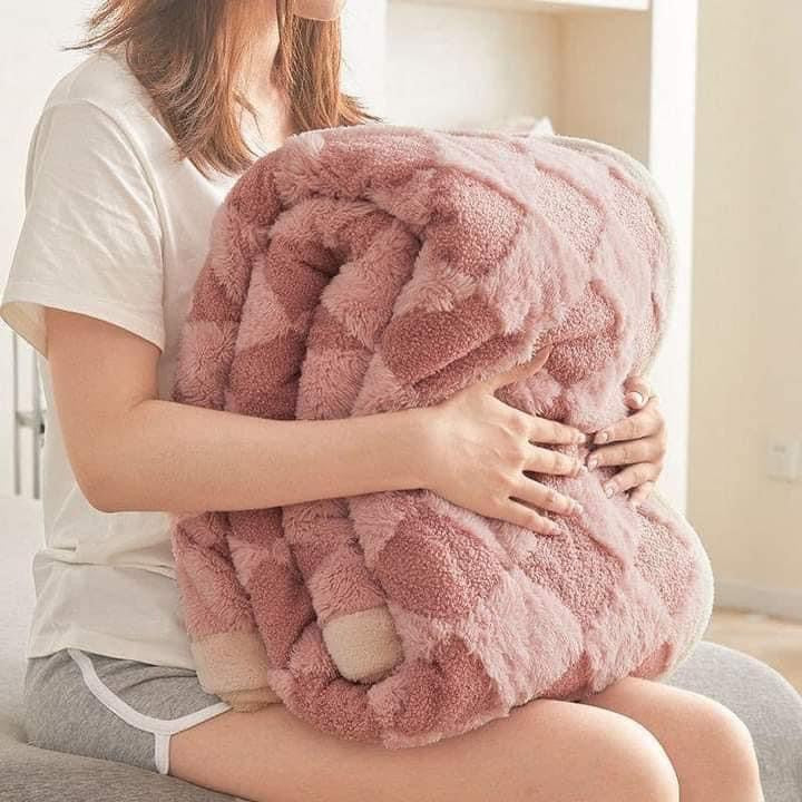 Pătura model Romb cu Blăniță ,Cocolino, Roz, PBC002