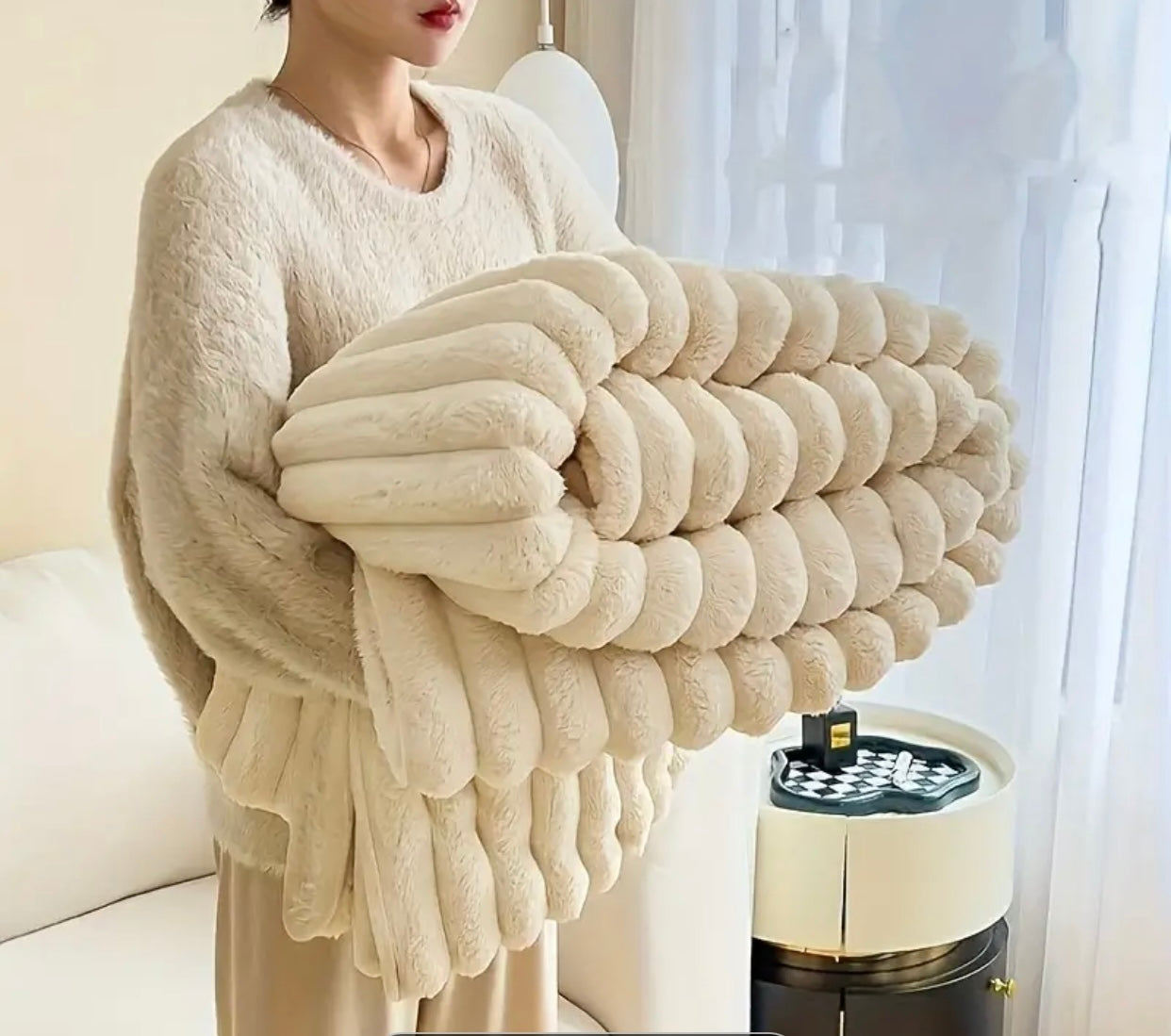 Pătura Cocolino, model cu Dungi, 200x230, Crem, PPC12