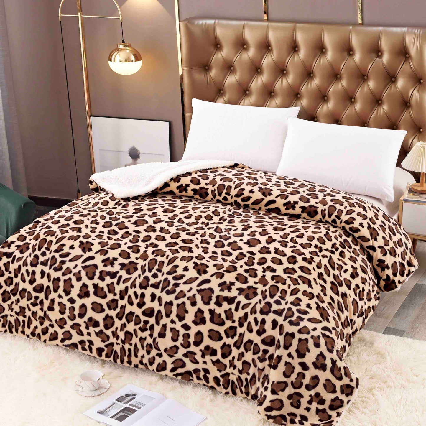Pătura Cocolino cu blăniță , Model Animal Print, PBC009