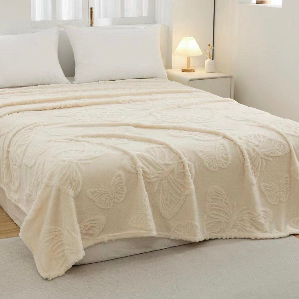 Pătură Cocolino cu model 3D Fluturi , 200x230 , CREM , PCF06