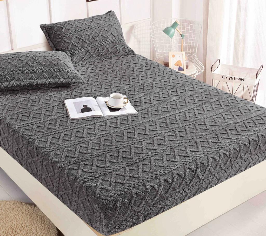 Husa de pat dublu, Cocolino 3 piese, Model Tricot, Gri inchis, HCT07