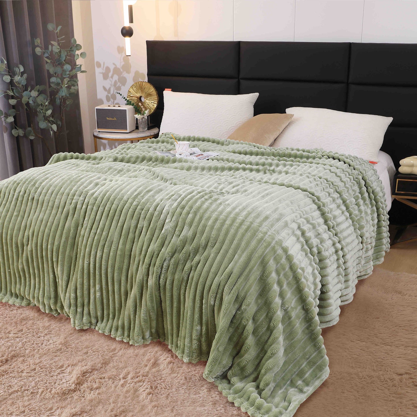 Pătura Cocolino, model Dungi, 200x230, Verde deschis, PPC021