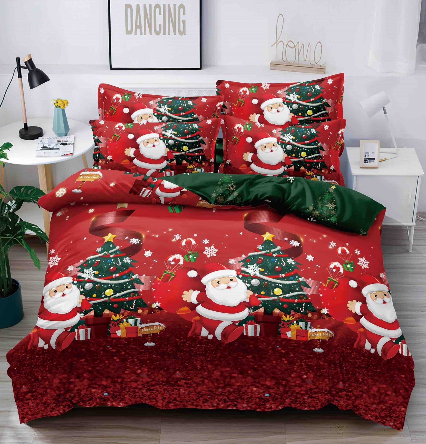 Set lenjerie de pat - Model Craciun - BUMBAC FINET,cu /fara elastic, 6 piese, XMAS17