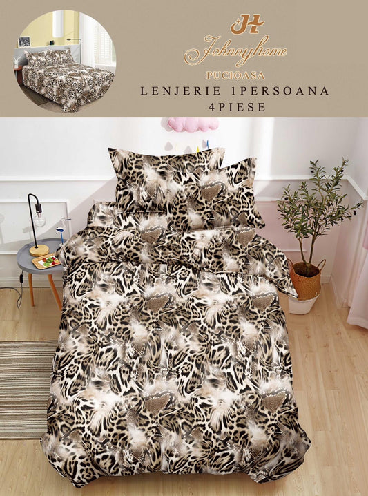Lenjerie de pat 1 persoană , Bumbac finet, 4 piese, Fluturi, LOP45