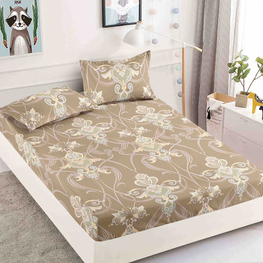 Set 3 piese, Husa de pat cu elastic din Bumbac Finet, 2 Fete de Perna, Pat 1 Persoana, 90x200, HJP14