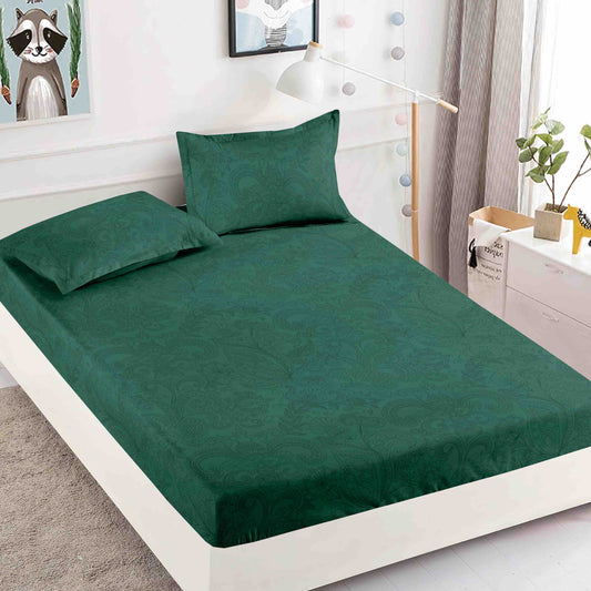Set 3 piese, Husa de pat cu elastic din Bumbac Finet, 2 Fete de Perna, Pat 1 Persoana, 90x200, HJP17