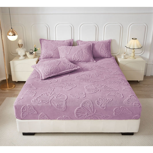Husă de pat Cocolino + fețe de pernă , Fluturi 3D, Mov-Lila, HF07