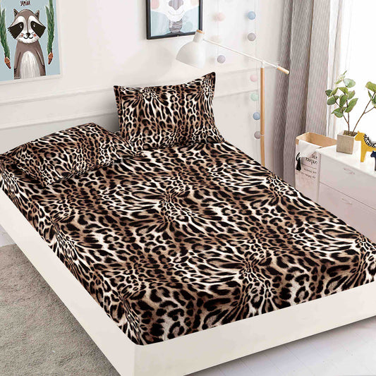 Set 3 piese, Husa de pat cu elastic din Bumbac Finet, 2 Fete de Perna, Pat 1 Persoana, 90x200, HJP13