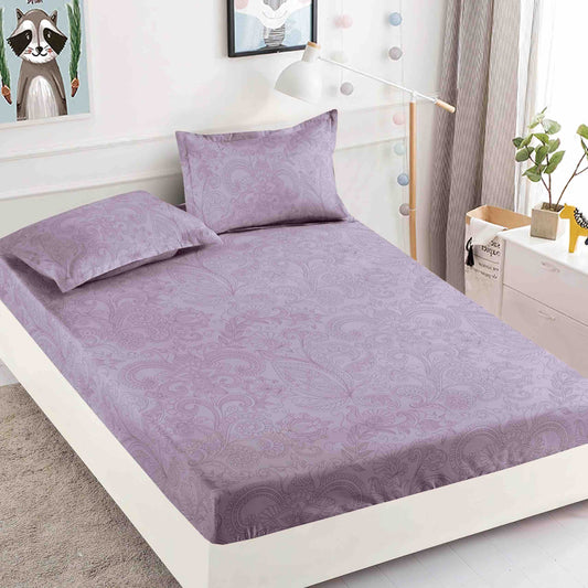 Set 3 piese, Husa de pat cu elastic din Bumbac Finet, 2 Fete de Perna, Pat 1 Persoana, 90x200, HJP18