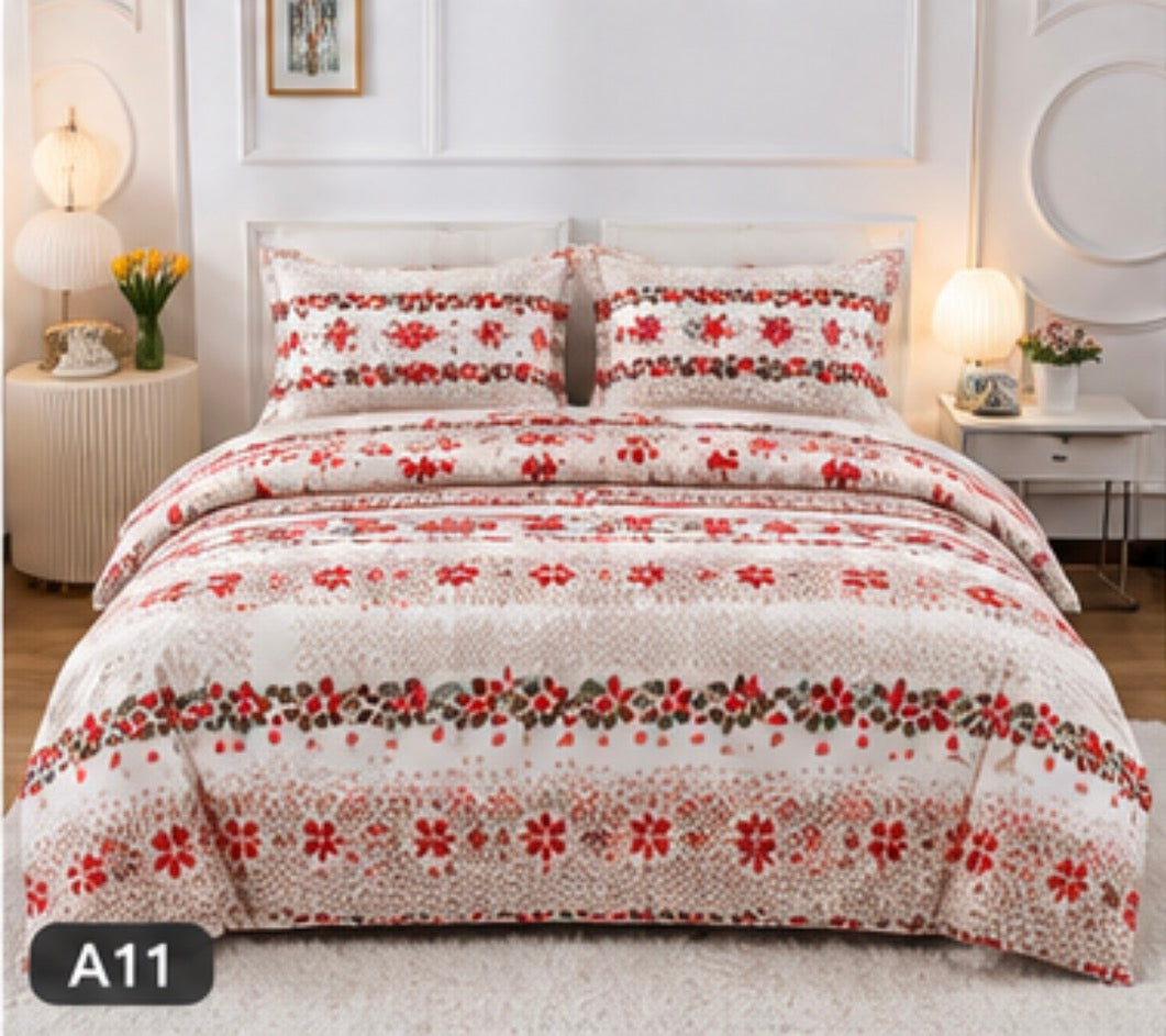 Lenjerie pat dublu Cocolino, 4 piese, super pufoasa, model Floral