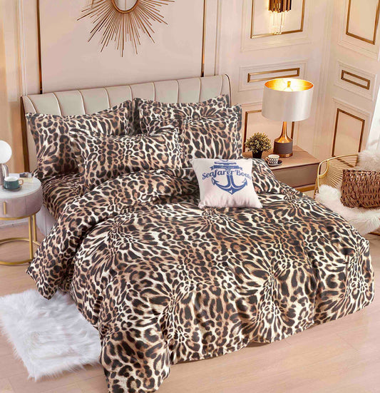 Lenjerie de pat 1 persoană , Bumbac finet, 4 piese, Animal Print, LOP26