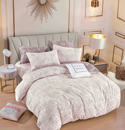 Lenjerie de pat dublu, Jojo Home, Cearceaf normal sau cu elastic, Bumbac finet, 6 piese, LBF75