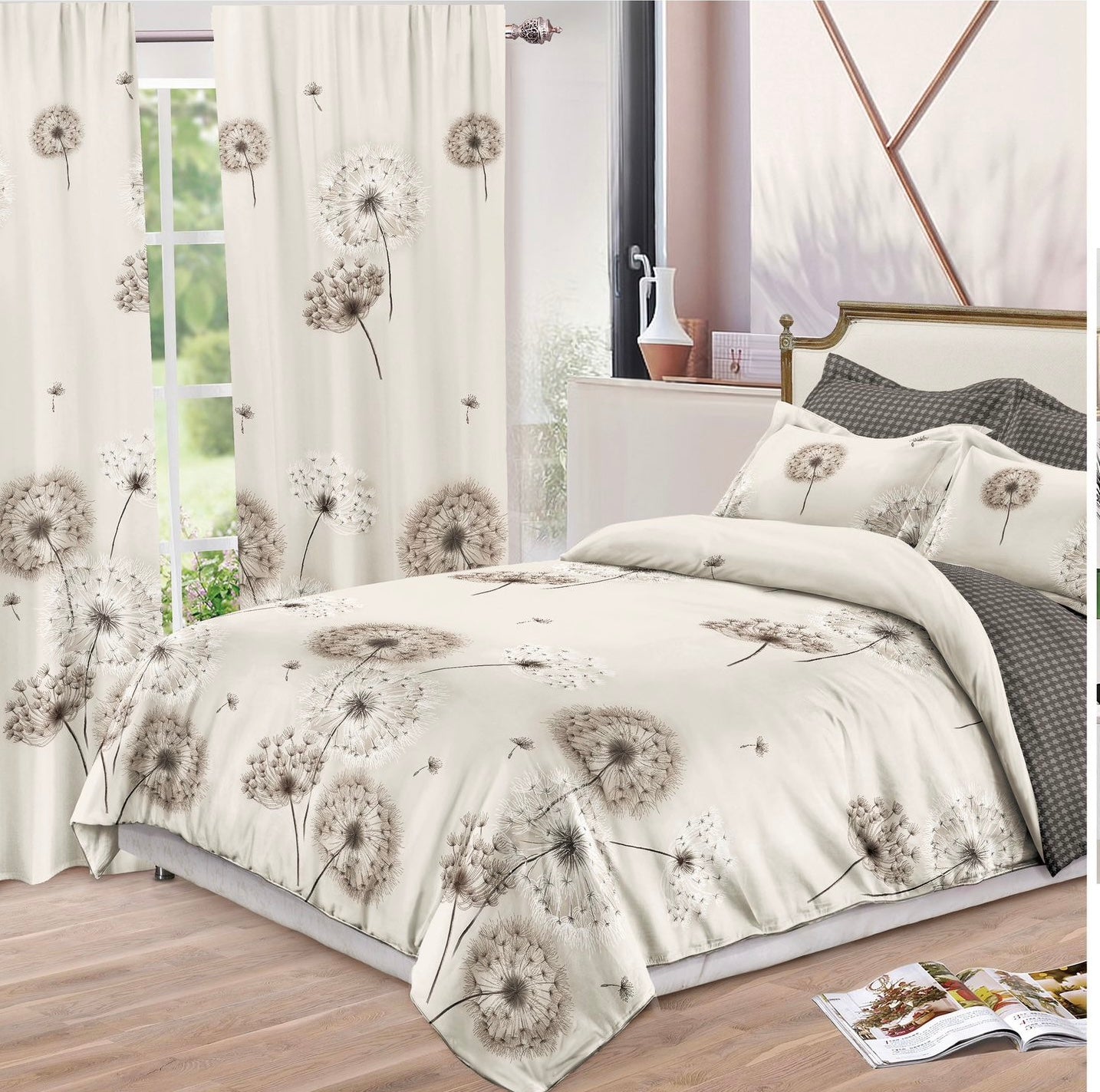 Set Lenjerie de pat Dublu Pucioasa + Draperii , set 8 piese, LDP03