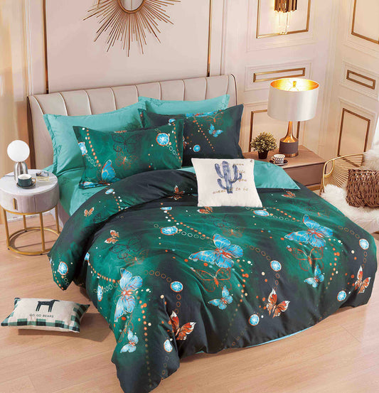 Lenjerie de pat 1 persoană , Bumbac finet, 4 piese, Verde,  LOP24