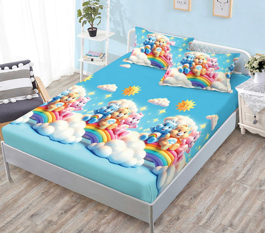 Husa de pat dublu, Bumbac finet, 3 piese, multicolor, HBF62