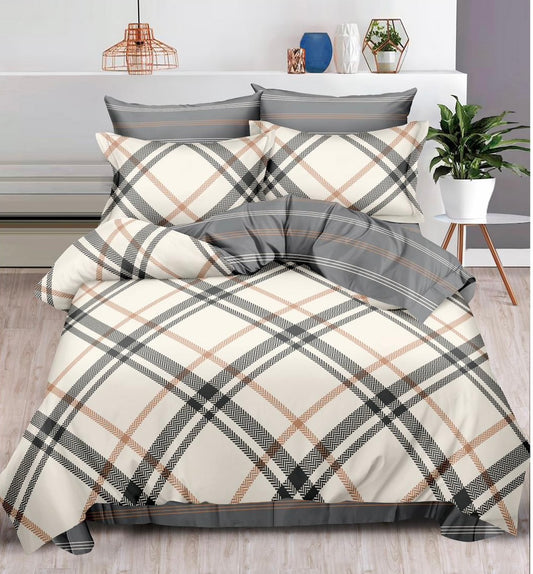Lenjerie de pat dublu Pucioasa, cearsaf de pat normal sau cu elastic, Bumbac Finet, 6 piese, LJP23