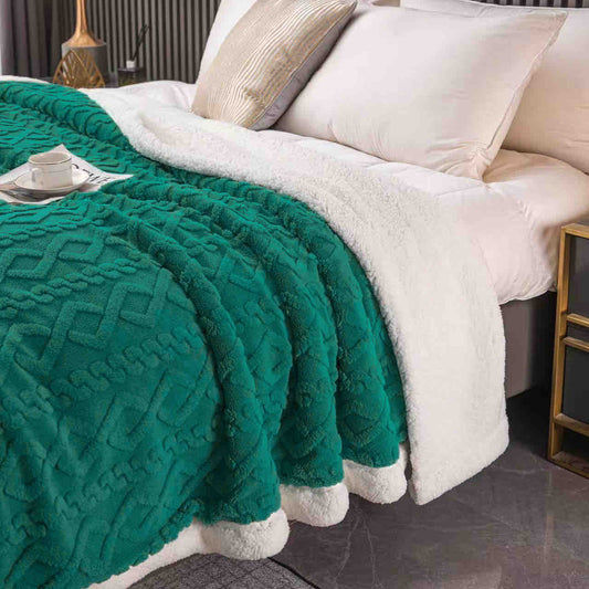 NOU ! Patura Cocolino cu Blanita , Model Tricot , 200x230 ,Verde închis