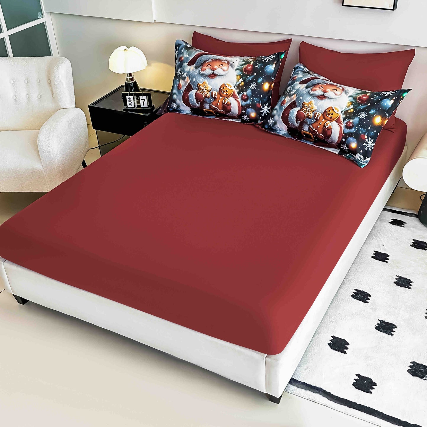 Lenjerie de pat dublu cu model 5D, set 6 piese, cearsaf cu elastic 180x200, Jojo-Home, LTC19