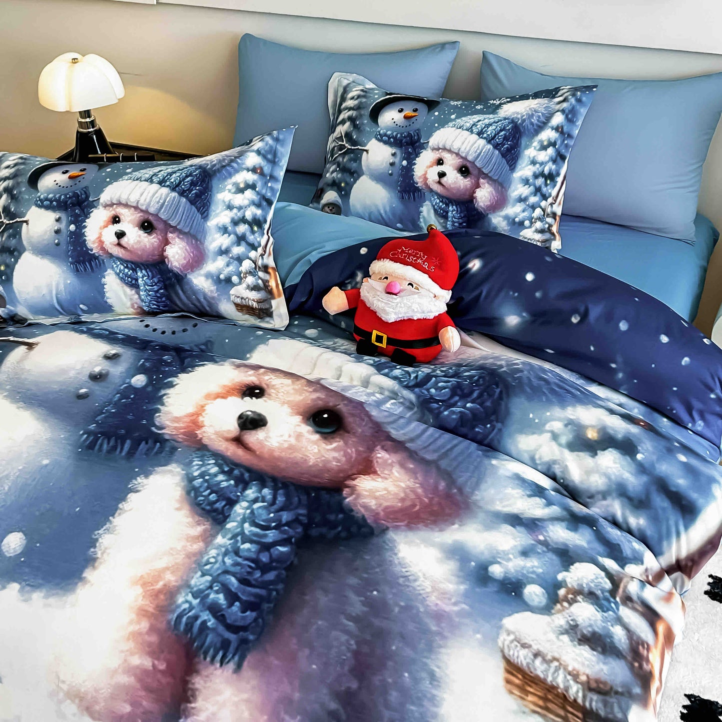 Lenjerie de pat dublu cu model 5D, set 6 piese, cearsaf cu elastic 180x200, Jojo-Home, LTC20