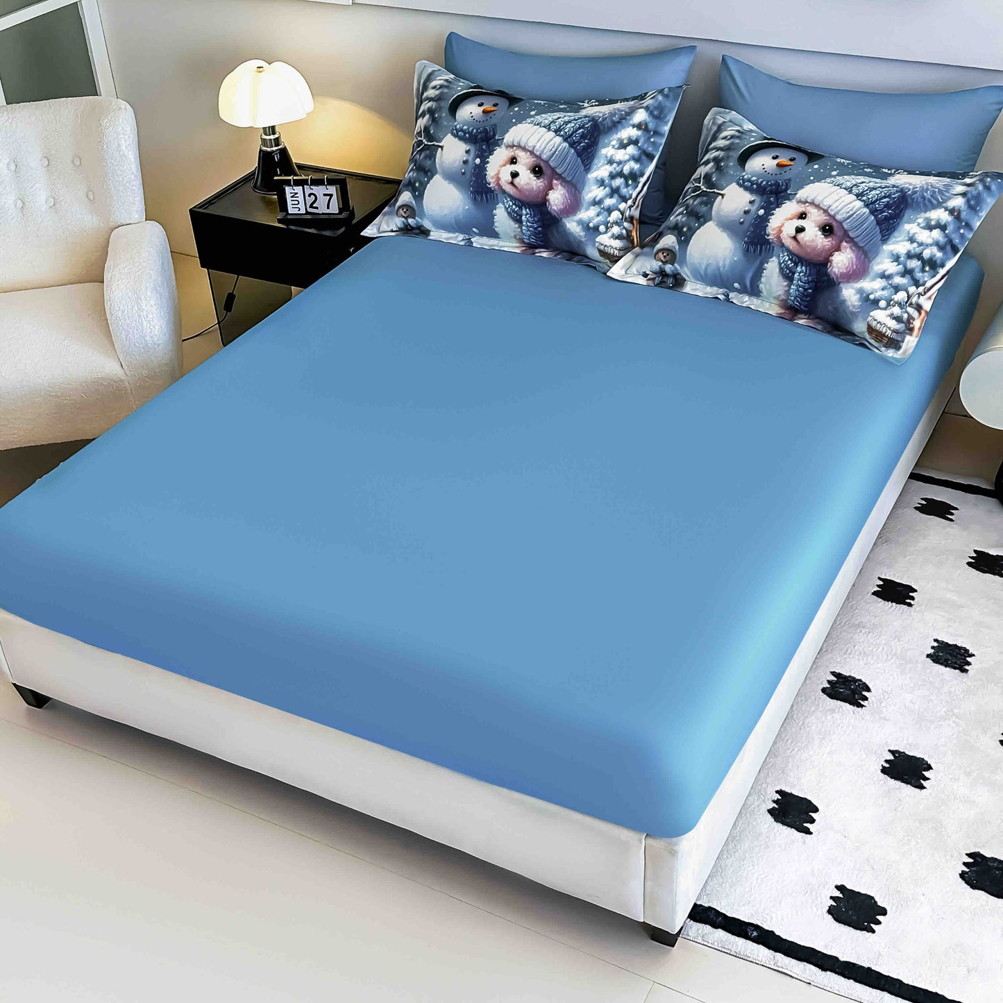 Lenjerie de pat dublu cu model 5D, set 6 piese, cearsaf cu elastic 180x200, Jojo-Home, LTC20