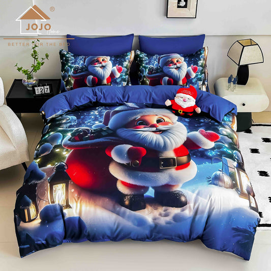 Lenjerie de pat dublu cu model 5D, set 6 piese, cearsaf cu elastic 180x200, Jojo-Home, LTC22