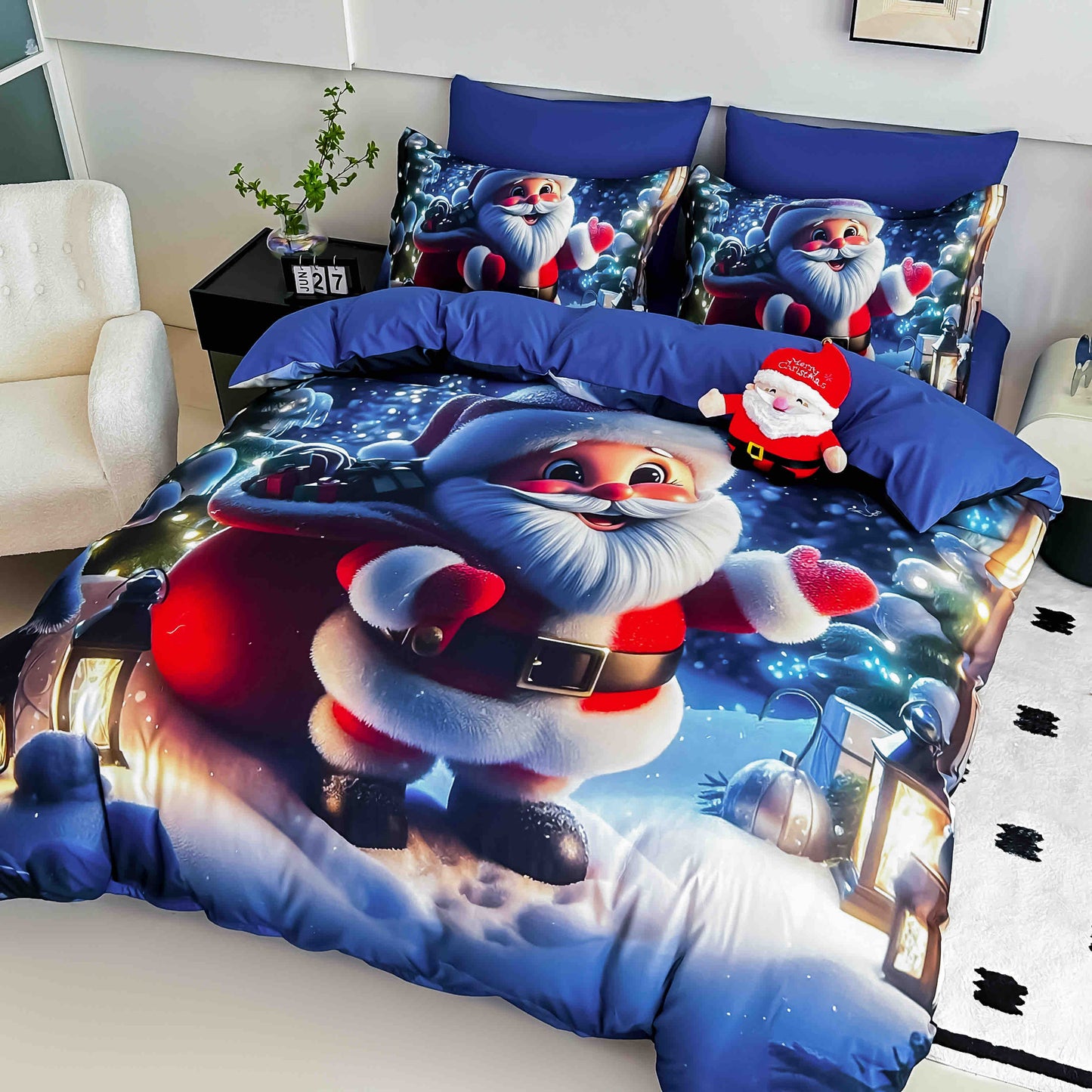 Lenjerie de pat dublu cu model 5D, set 6 piese, cearsaf cu elastic 180x200, Jojo-Home, LTC22