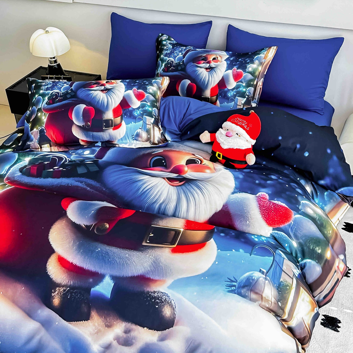 Lenjerie de pat dublu cu model 5D, set 6 piese, cearsaf cu elastic 180x200, Jojo-Home, LTC22