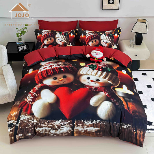 Lenjerie de pat dublu cu model 5D, set 6 piese, cearsaf cu elastic 180x200, Jojo-Home, LTC23