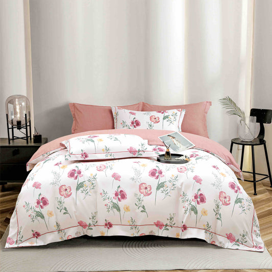 Lenjerie de Pat Dublu, Model Lux, Cutie Cadou, 6 Piese, Cearceaf cu Elastic, Bumbac, LJH-05