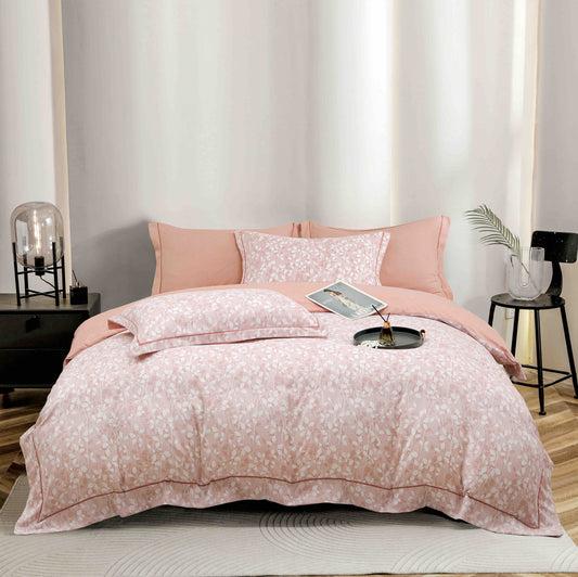 Lenjerie de Pat Dublu, Model Lux, Cutie Cadou, 6 Piese, Cearceaf cu Elastic, Bumbac, LJH-02
