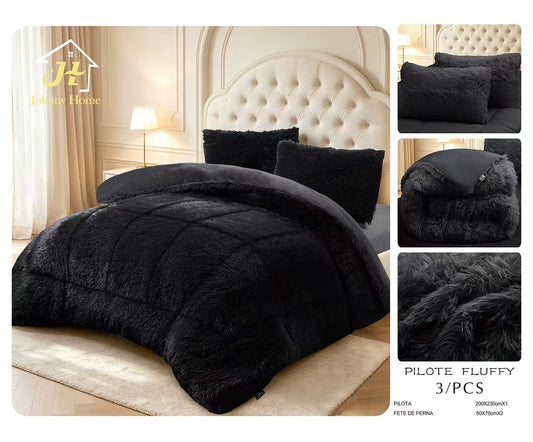 Pilotă Groasă Cocolino Fluffy, Set 3 Piese, negru, PJH106