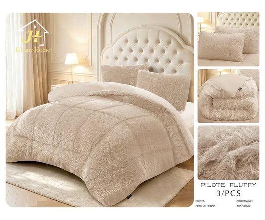 Pilotă Groasă Cocolino Fluffy, Set 3 Piese, Bej, PJH107