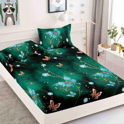 Husa de pat dublu, Bumbac Finet, 3 piese, verde, HBF40