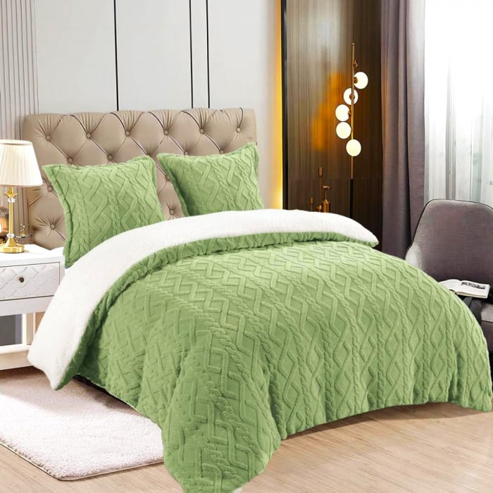 Set Pilota Groasă cocolino Tricot cu 2 fețe de pernă, Verde, PIL030