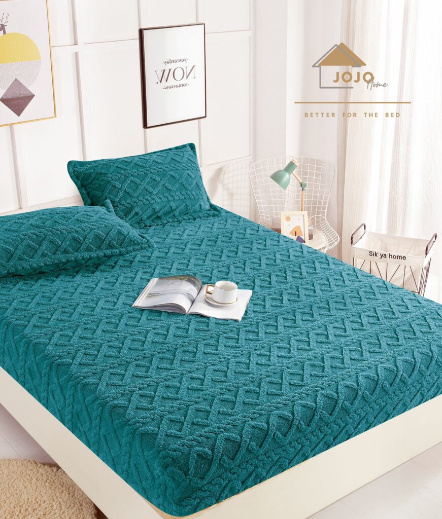 Husă de pat Tricot + fețe de pernă , Cocolino, Turcoaz, HCT012