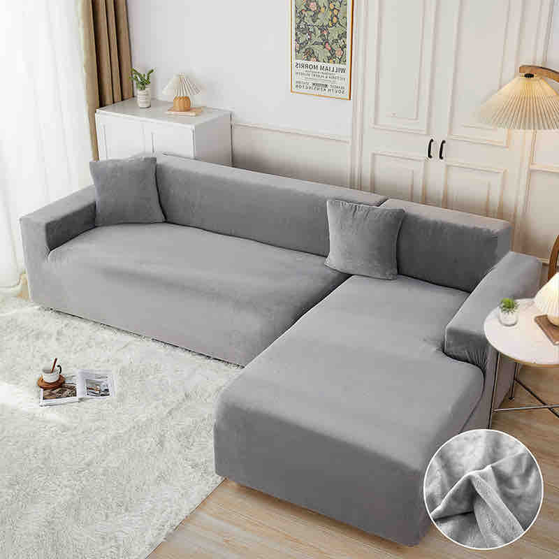 Set 2 Huse Colțar din Catifea, M+L , Gri . Cod : HOM07