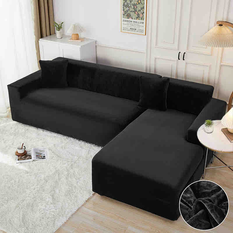 Set 2 Huse Colțar din Catifea, M+L , Negru . Cod : HOM06