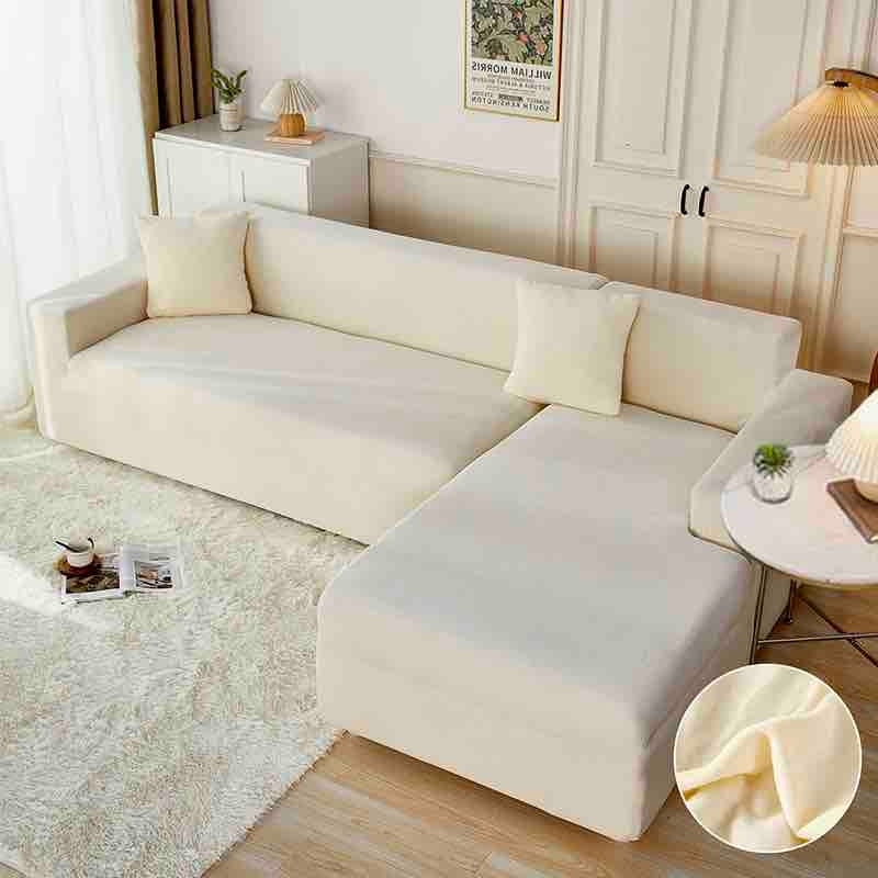 Set 2 Huse Colțar din Catifea, M+L , CREM . Cod. HOM010