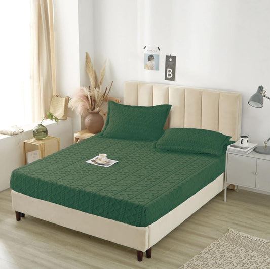 Husa de pat dublu, Cocolino 3 piese, Model Tricot, Verde, HCT002